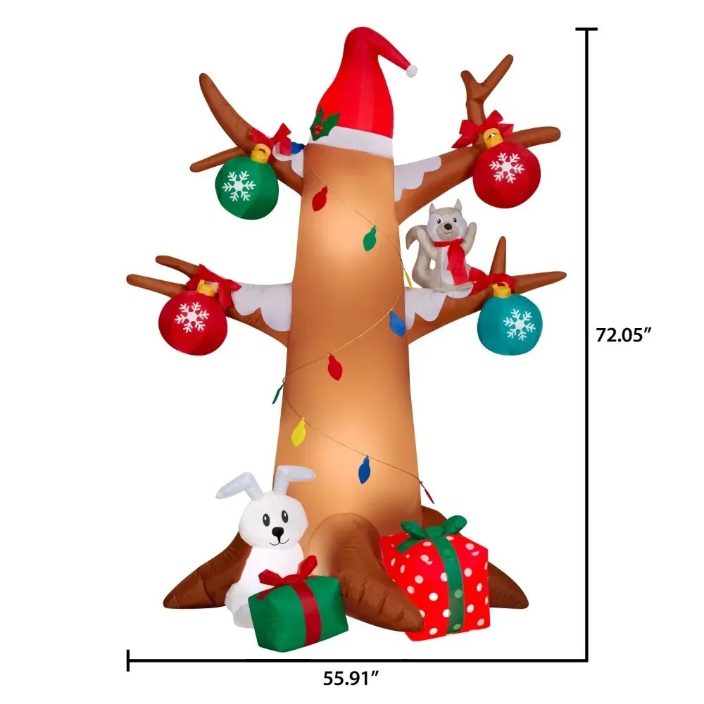 Airblown Inflatables Christmas 6 ft Winter Tree With Woodland Creatures Scene image 5