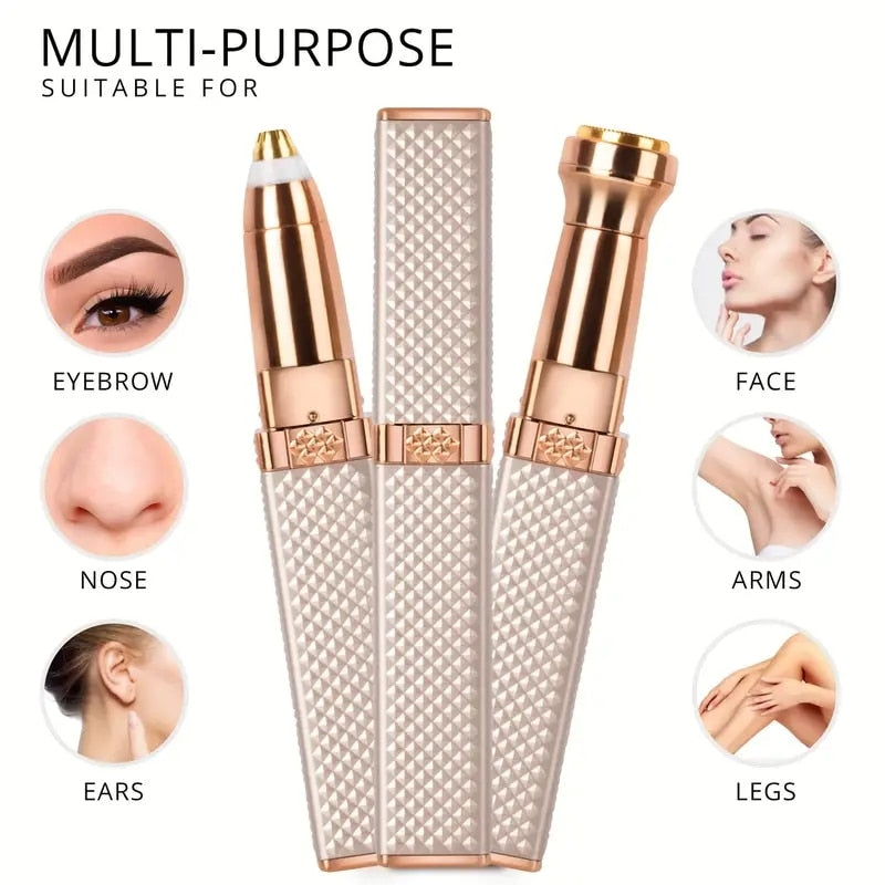 1Pc Rechargeable 2-In-1 Eyebrow Razor And Hair Shaver With Led Light - Painless