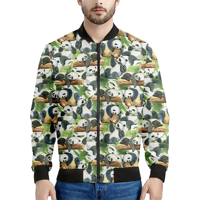 Kawaii Cartoon Panda Graphic 3D Print Men Women Flight Jacket Harajuku Hip Hop image 5