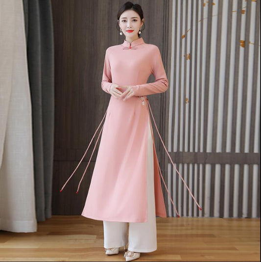 Spring New style Traditional Vietnamese Ao Dai Women dress Cheongsam Chipao Wit