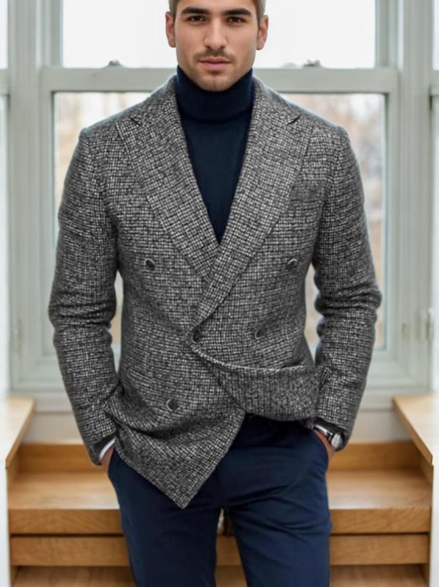 Men'stylish Casual Blazer Slim Fit Gentleman Business Suit Jacket Versatile S