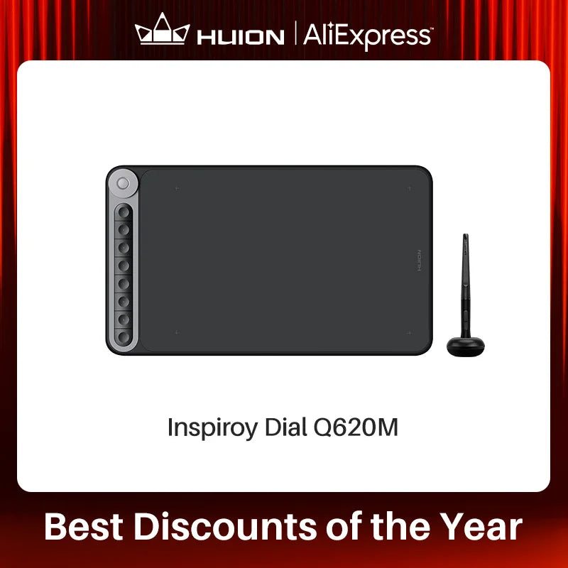 Huion Inspiroy Dial Q620M Graphic Tablet Wireless Drawing Digital Pen Tablet With Dial For Pc And Android