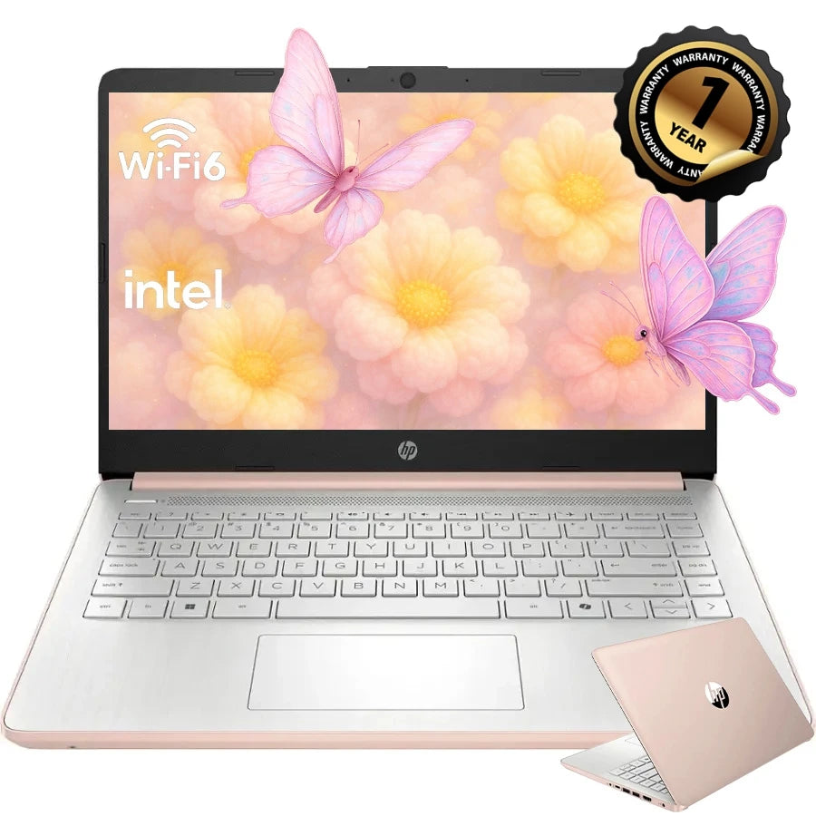 Hp 14" Hd Business Laptop,Intel Processor N150,4Gb Ram,128Gb Ufs,Intel Graphics,Wi-Fi 6,Windows 11 Home,Pale Rose Gold