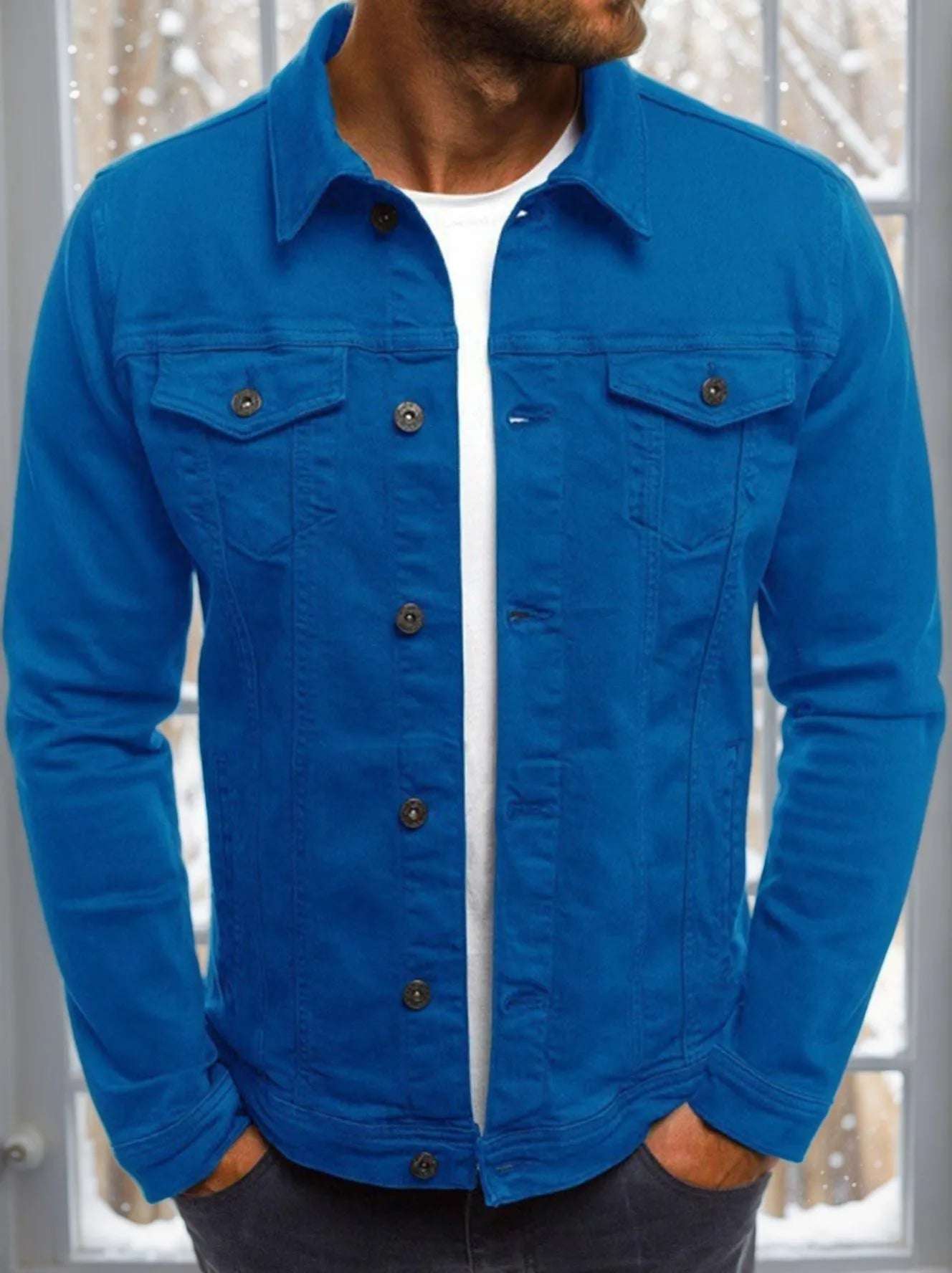Men'S Warm Insulated Jacket Winter Fall Spring Thick Denim Shirt Jacket