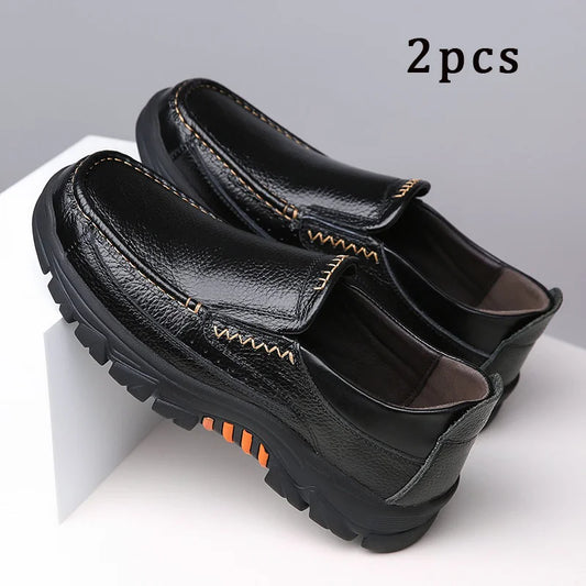 2pcs Leather Shoes for Men Wedding Formal Oxfords Business Casual Office Work Shoes for Men Classic Luxury Pointy Dress Shoes