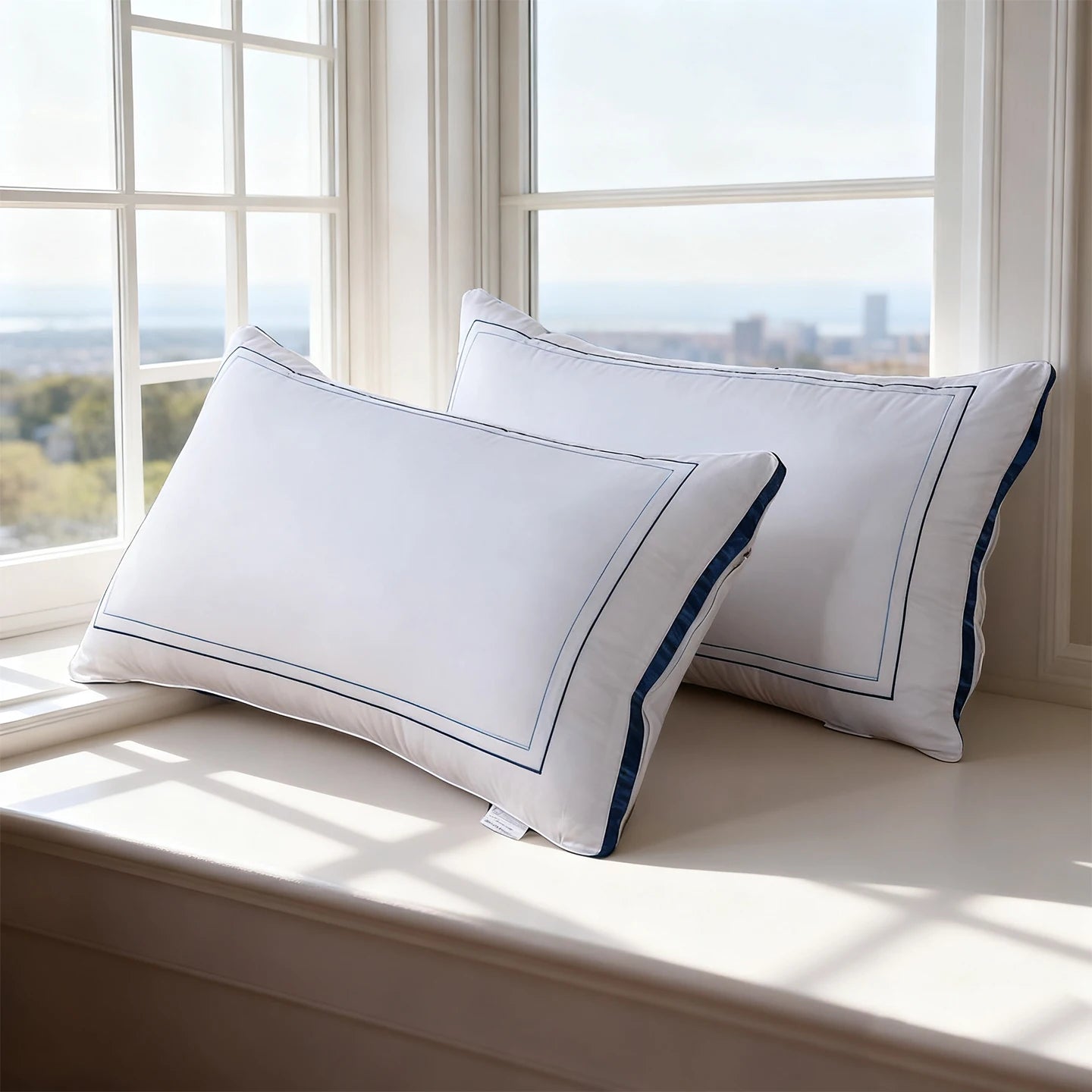 2Pcs/Set Luxury 100% Egypt Cotton Embroidery 5 Stars Hotel Pillowcases Pillow Cover White Pillow Case One Pair