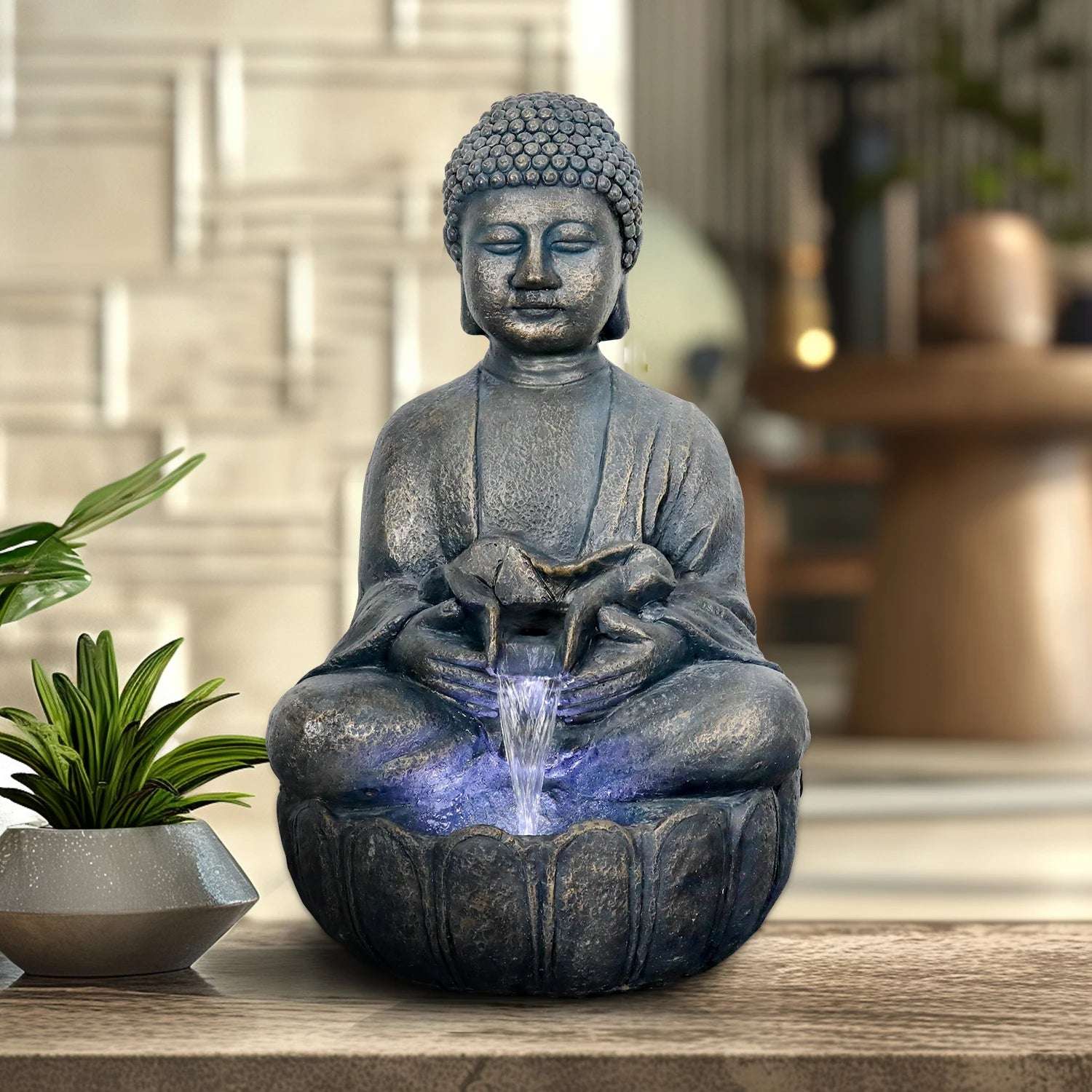 Naturefalls Buddha Fountain, Meditation Buddha Waterfall Fountain for Bedroom, Living Room, Garden Backyard Decoration-28.3 inch
