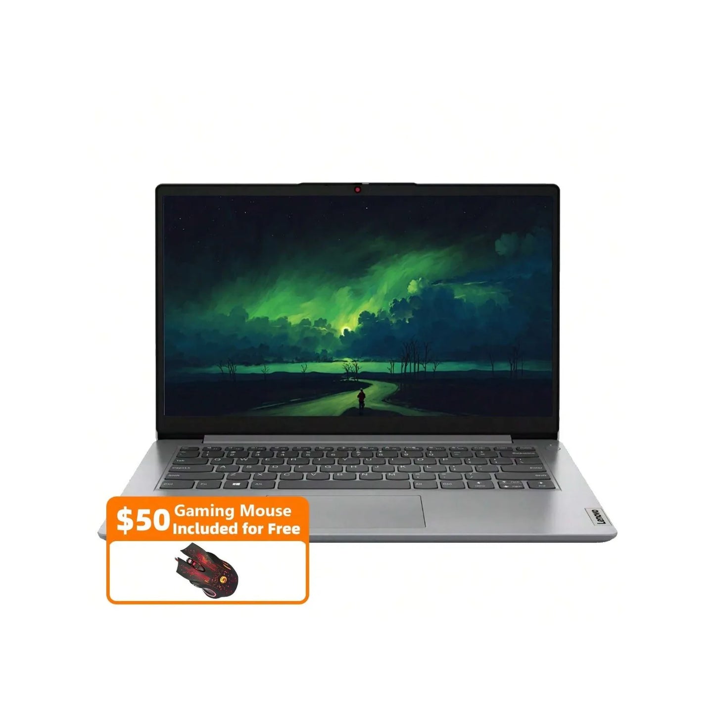 Lenovo 14" Business Laptop,Intel Celeron N4020,4Gb Ram,320Gb Storage(64Gb Emmc+256Gb Sd Card),Cloud Grey,With Gaming Mouse
