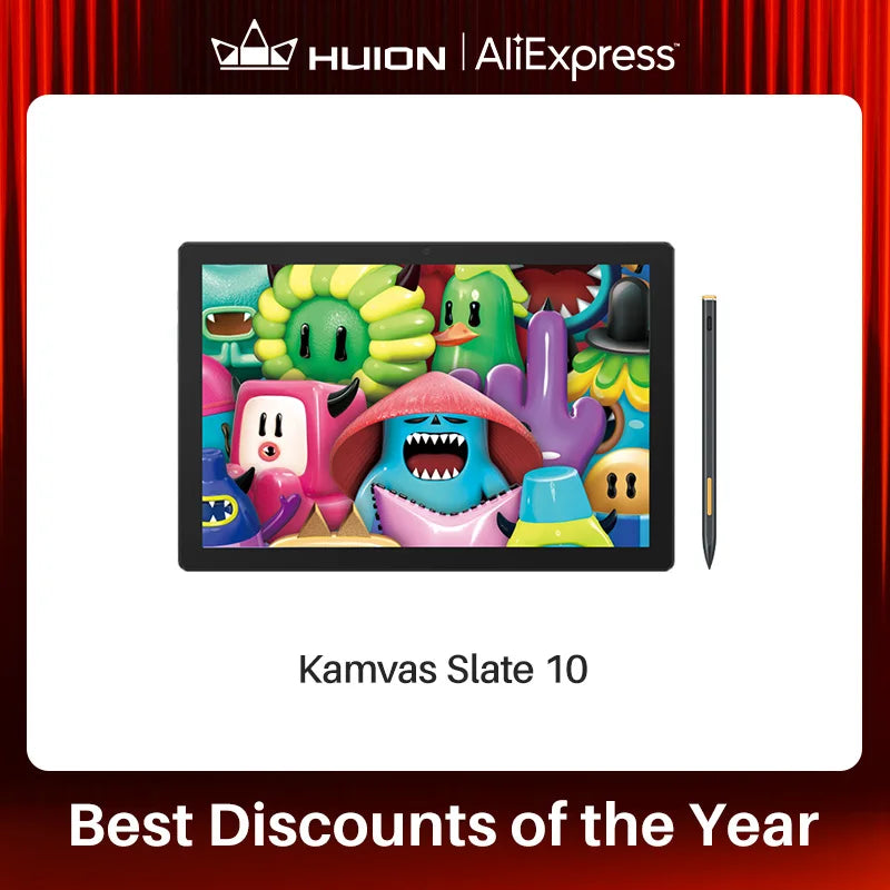 Huion Kamvas Slate 10 Standalone Drawing Tablet No Computer Needed With Full-Laminated Screen, 10.1-Inch Digital Art Tablet With