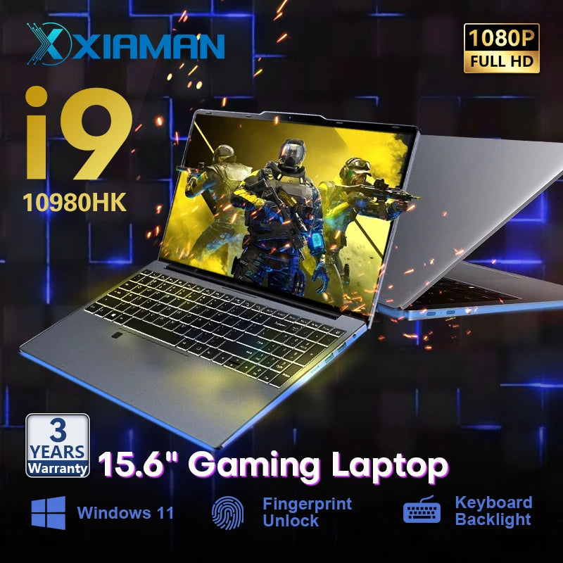 15.6 Inch Portable Gaming Laptop Intel Core I9-10980Hk Ips 1920*1080 Windows 11 Pro Laptop Computer 16Gb Ram 1Tb Ssd Notebook Pc