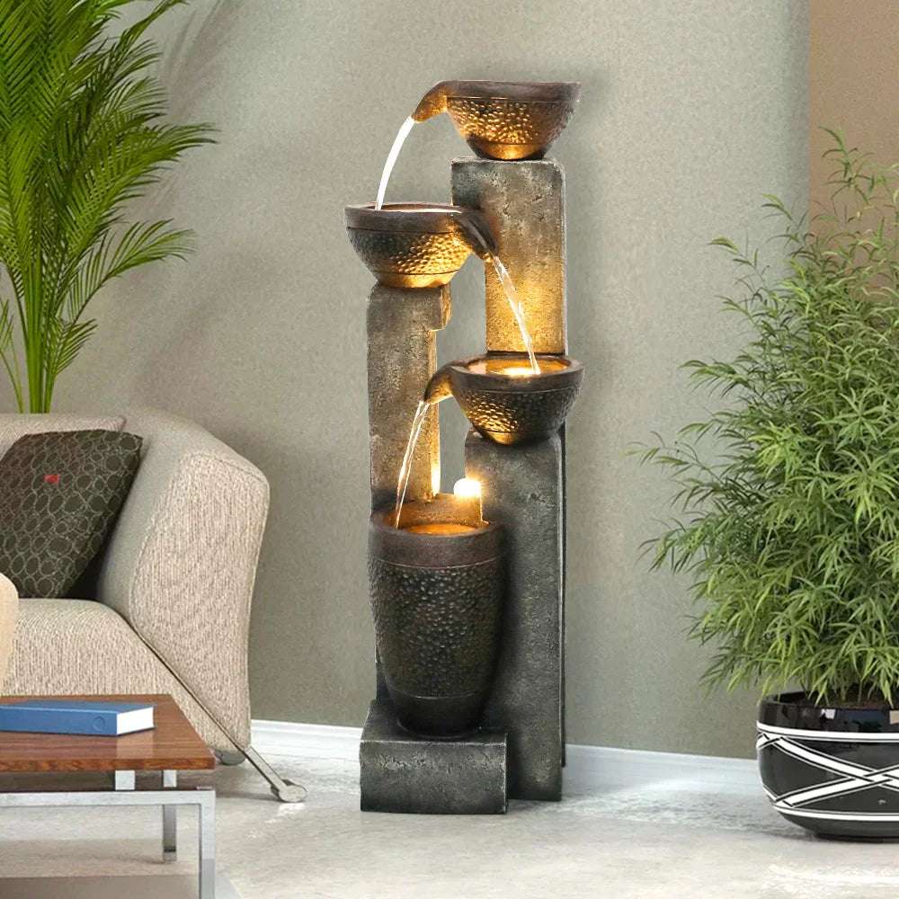 40'' 4 Tier Planter Outdoor Garden Fountain -Outdoor Resin Waterfall Fountain For Yard, Floor Patio, Backyard And Home Art Decor