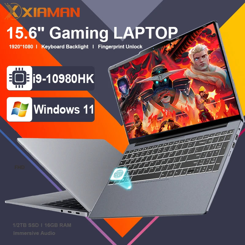 15.6 Gaming Laptop Computer Wins 11 Intel Core I9 10980Hk 16Gb Ram 1Tb 2Tb Ssd Fingerprint Unlock Notebook Laptops Backlight