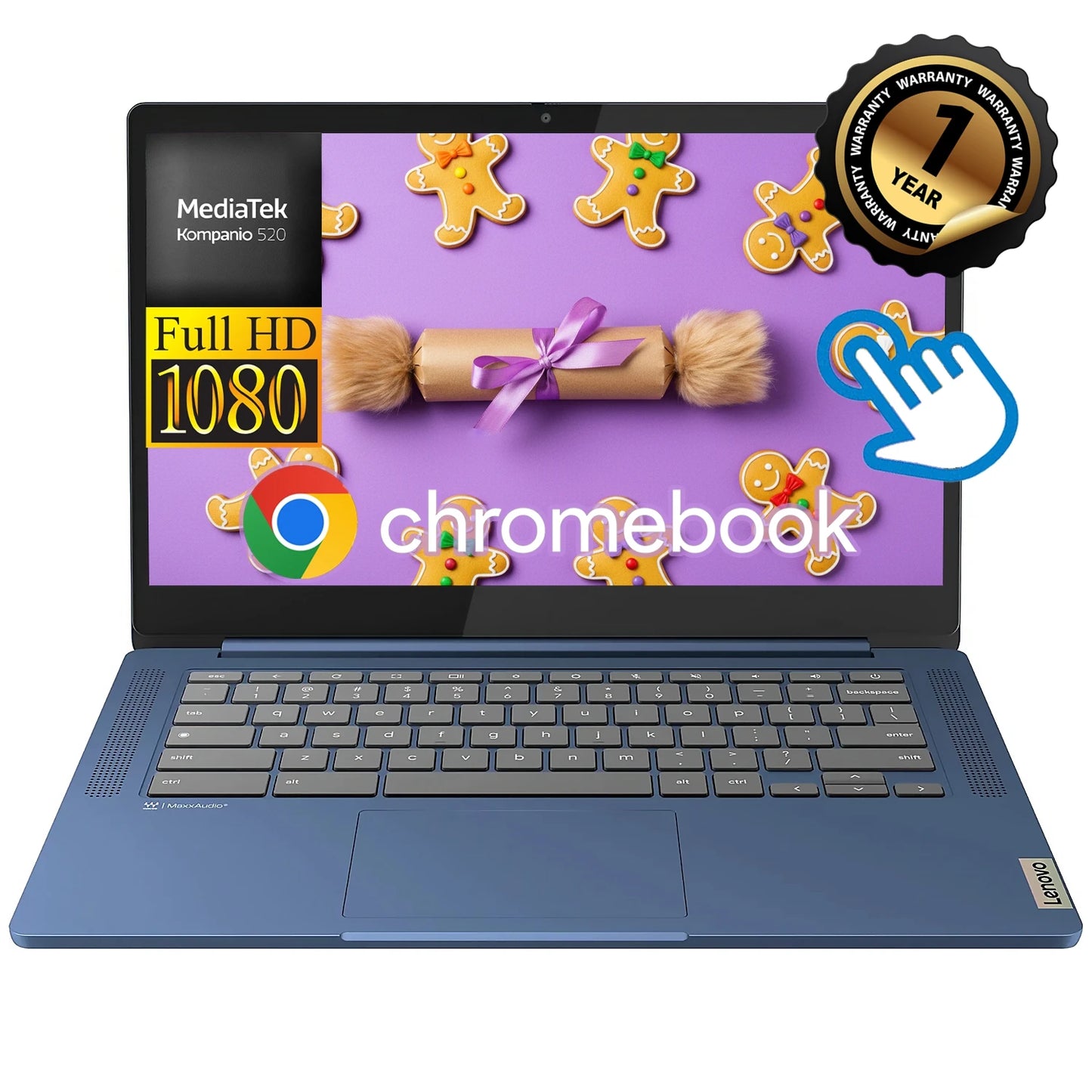Lenovo Chromebook 14" Business Touchscreen Laptop,Mediatek Kompanio 520,4Gb,64Gb Emmc,Chrome Os,Abyss Blue