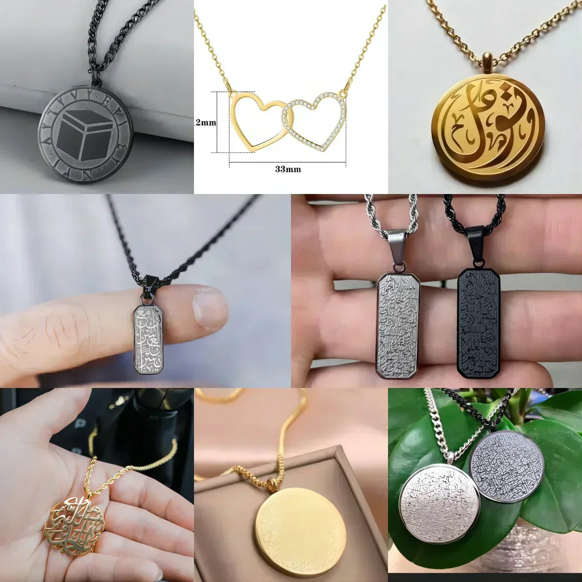 Mydiy Muslim Jewelry Collection Eid Gift Jewelry For Women'S Men'S Pearl Necklace Double Heart Pop Arabic Jewelry