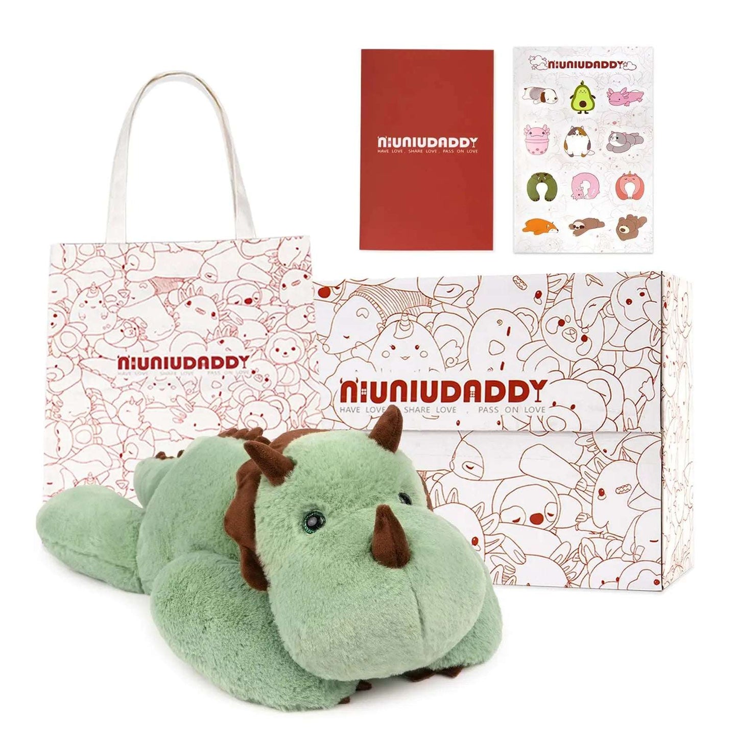 Niuniu Daddy Sensory Weighted Stuffed Animal with Adults 5lb Large Pillowfort Plush Dinosaur Include Bag Stickers Card  for Gift