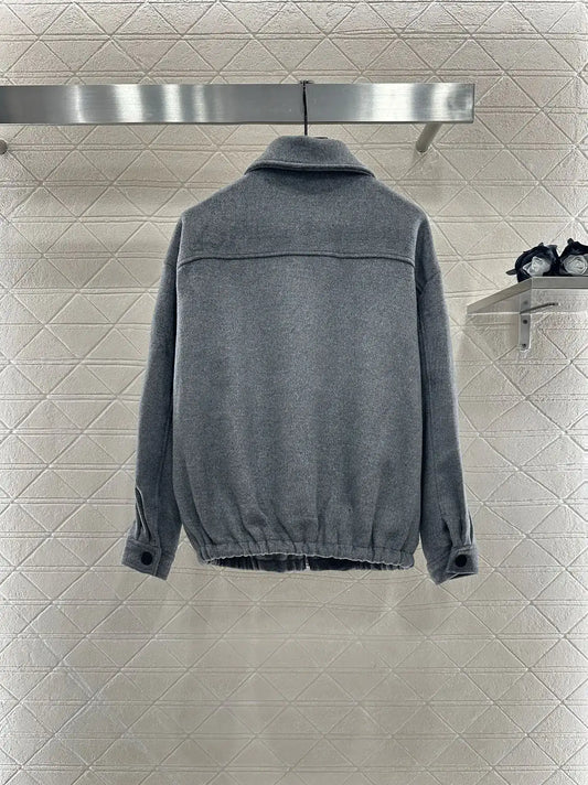 2025 Autumn New Product Women Collar Woolen Coat Zipper Open 399