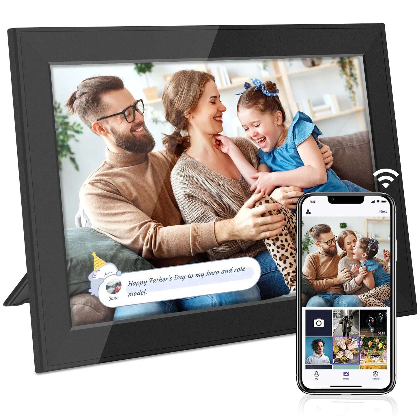 Digital Picture Frame 10.1 Inch Frameo Digital Photo Frame WiFi Large Storage1280 x 800 HD IPS Touch Screen Auto-Rotate