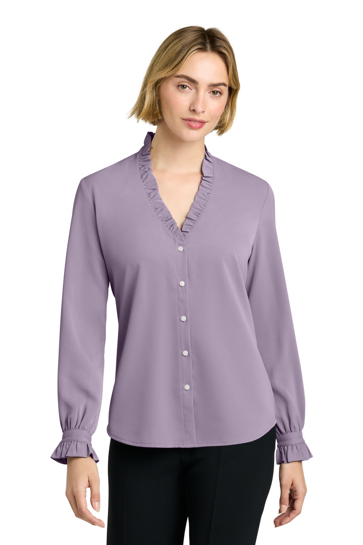 Brooks Brothers Women's Long Sleeve Ruffle Collar Blouse BB18011