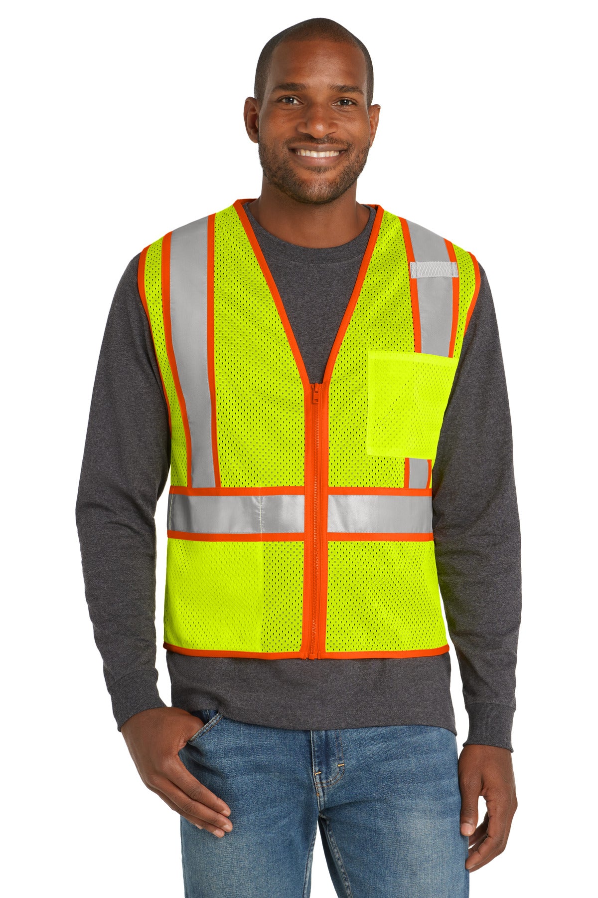 CornerStone ANSI 107 Class 2 Mesh Zippered Two-Tone Vest. CSV103