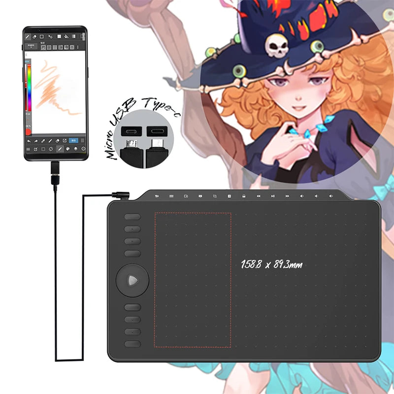 Gaomon Graphics Tablet M1220 12 Inch Large Pen Tablets Multimedia Keys For Drawing With Pc Laptop Macos Windows Android Phone,
