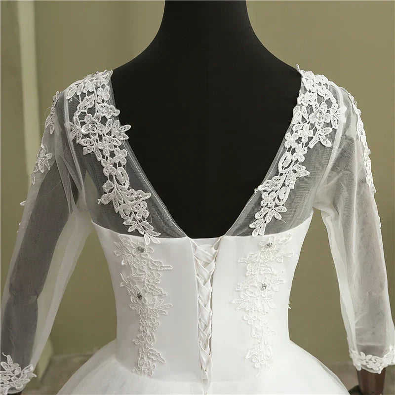 Bridal Ball Gown V Neck Wedding Dress Customized Vestido De Novia Prin