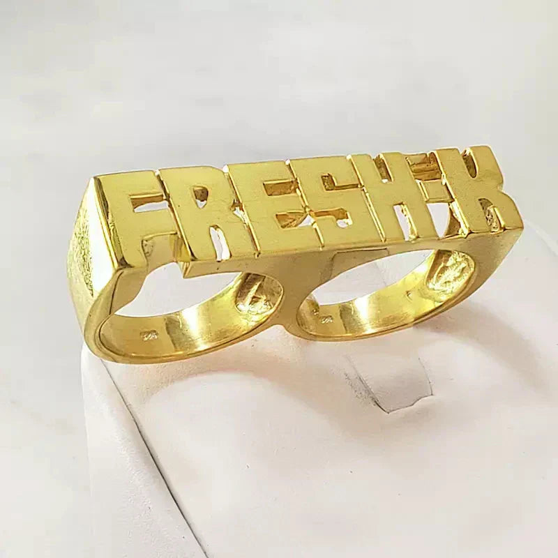 Trendy Custom Name Ring G Personality Hip Hop Numbers Ring Two Foldingers Women's Fashion Punk Letter Ring Gift