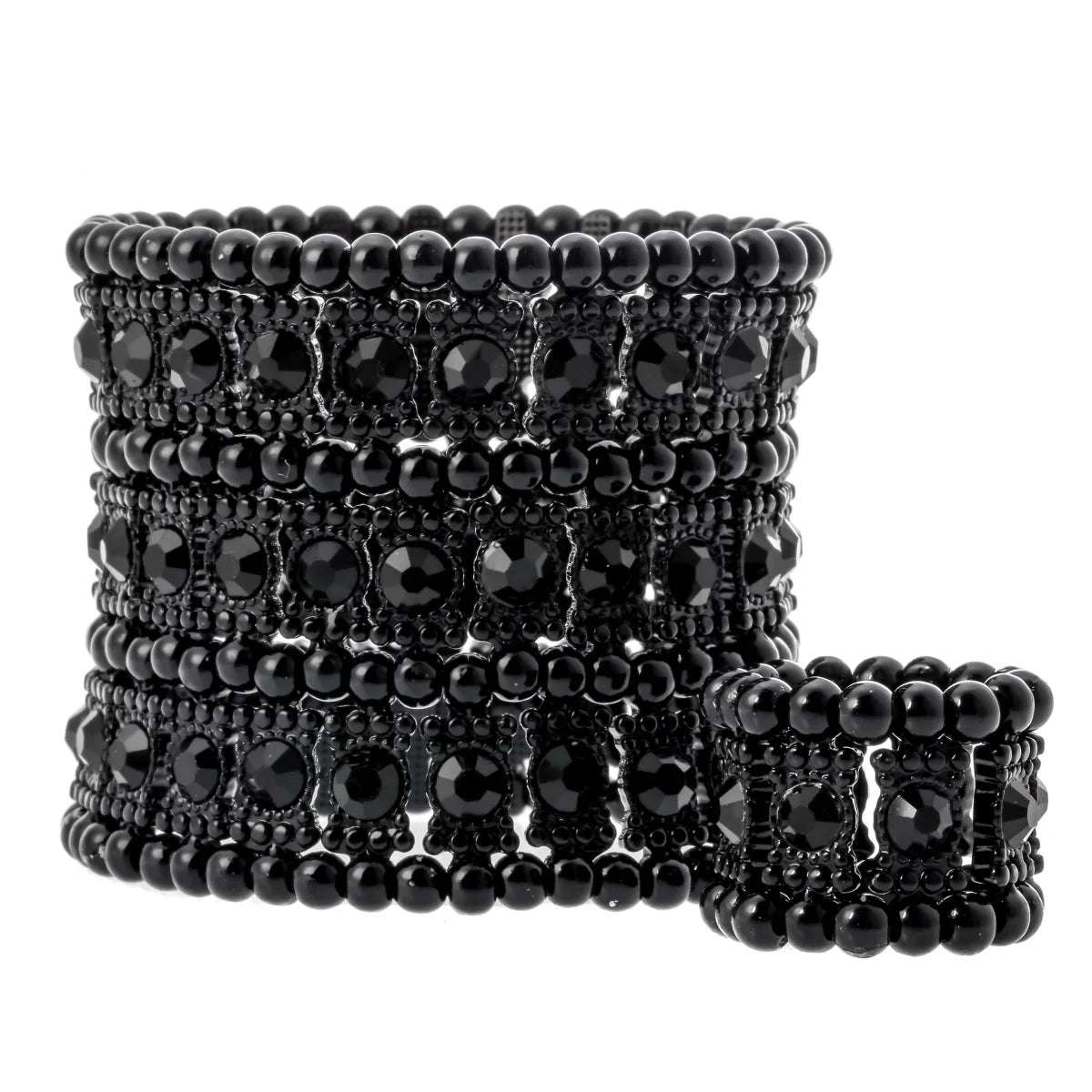 Multilayer Stretch Cuff Bracelet Ring Sets Wedding Bridal Crystal Jewelry Women Her Wife Mom Girlfriend Gifts B11 Dropshipping