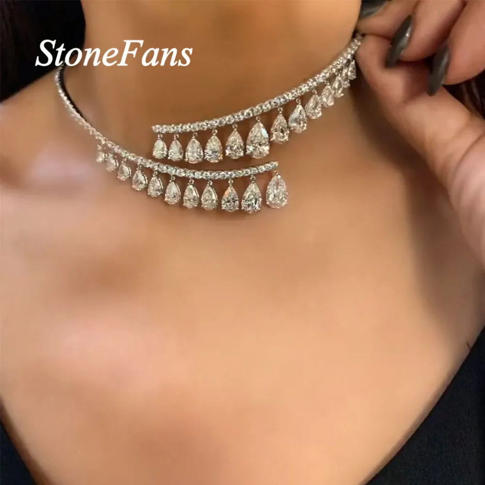 2021 Fashion Irregular Statement Necklace Jewelry for Women Crystal Water Drop Necklace Pendant Choker Collar Chain