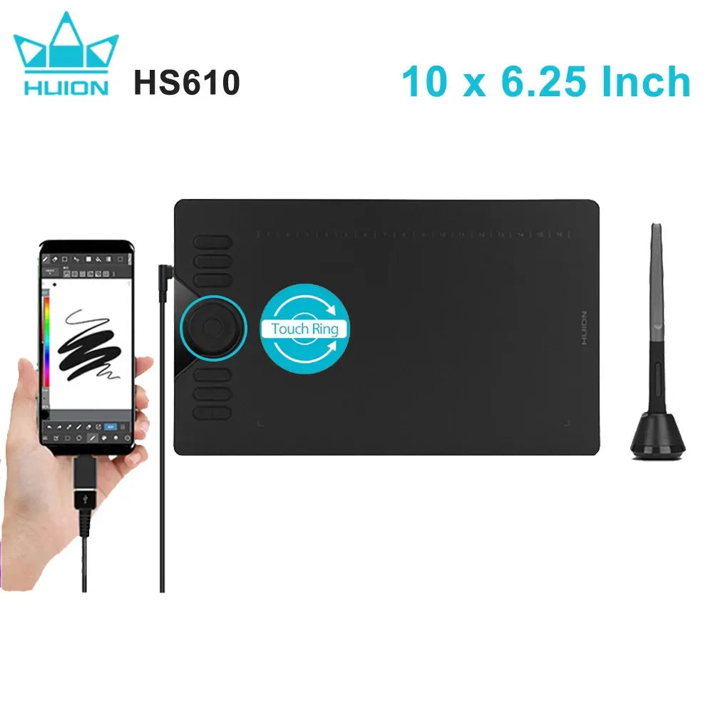 Huion Hs610 Graphics Drawing Tablets Digital Battery-Free Pen Tablet Android Phone Tablet With Tilt Otg For Windows Mac Os