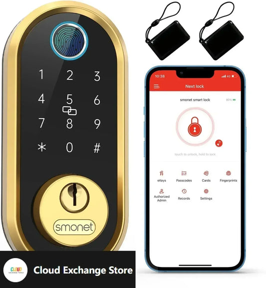 Smart Lock Bluetooth Keyless Entry Keypad Smart Deadbolt-Fingerprint,Easy to Install for Homes and Hotel Works with Alexa