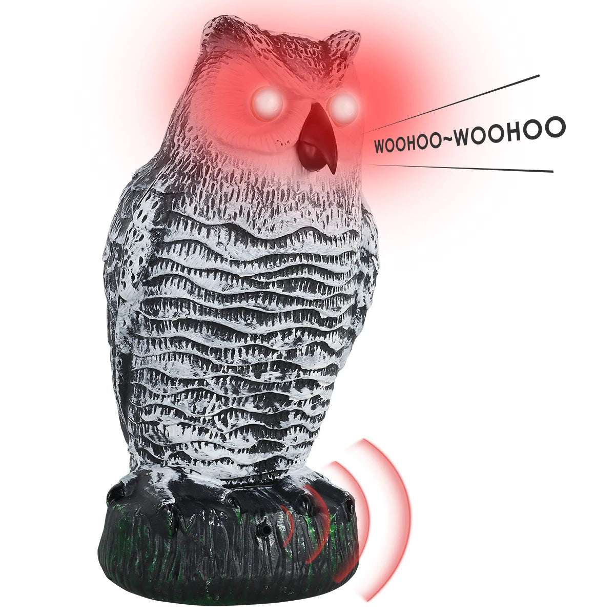 Bird Scarecrow Fake Owl Decoy Sculpture, Rotating Head Plastic Owl Bird Deterrents, 9.8 " Nature Enemy Horned Pest Repellent