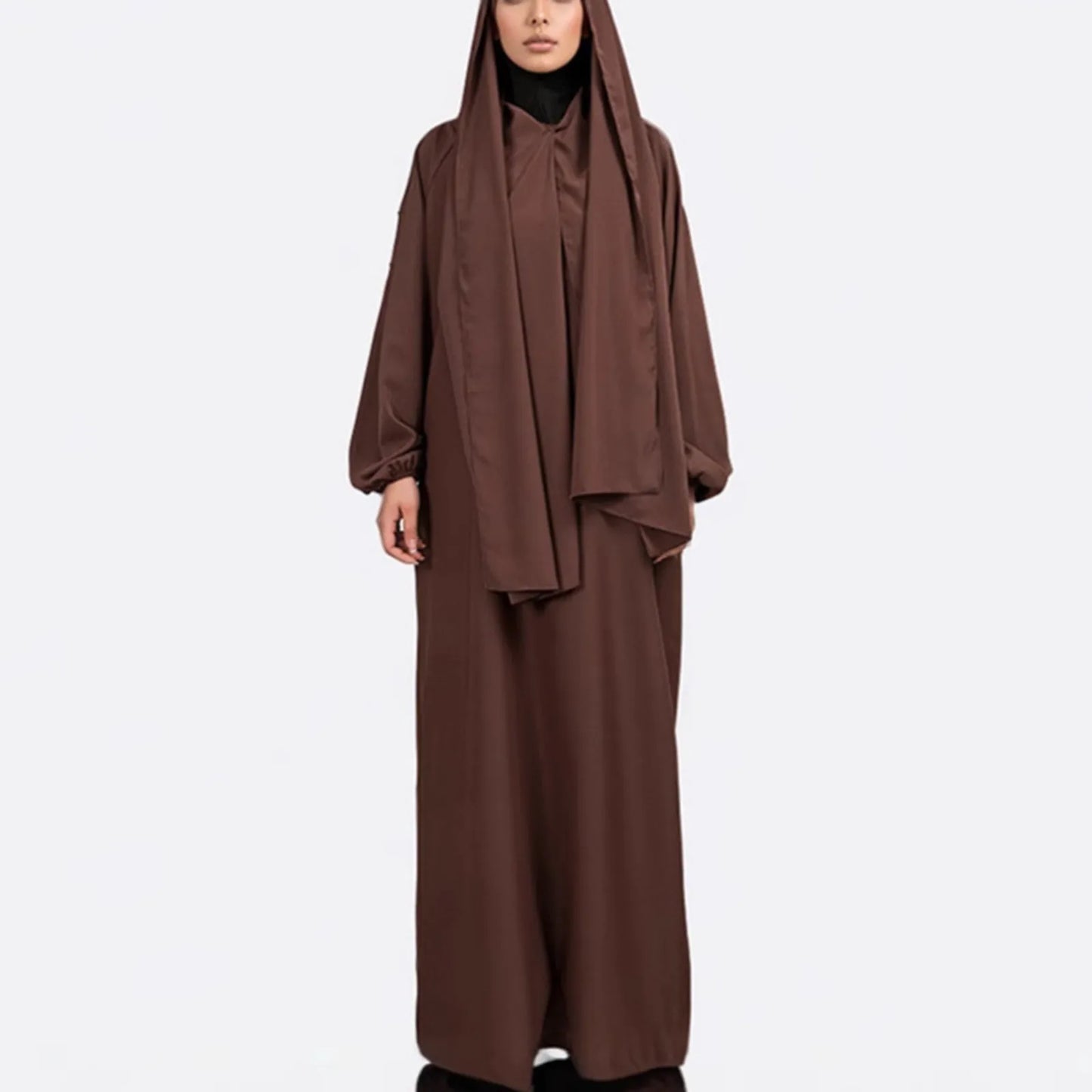 Ramadan Dress Women'S Jilbabs Kaftan Muslim Abayas Long Sleeve Dresses Dubai Robe With Hijab Hijabislamic Clothing