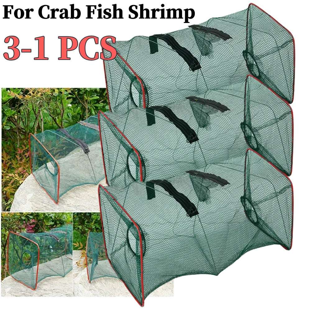 3-1PCS Portable Fishing Net Cage Trap Fish Portable Fishing Mesh Tackle for Crab Shrimp