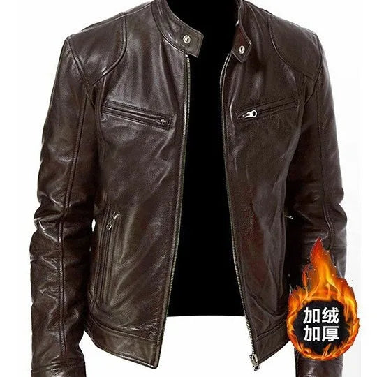 New Men's Leather Jackets Autumn Winter Slim High Quality Motorcycle PU Jacket Man Business Fleece Warm Black Leather Coats