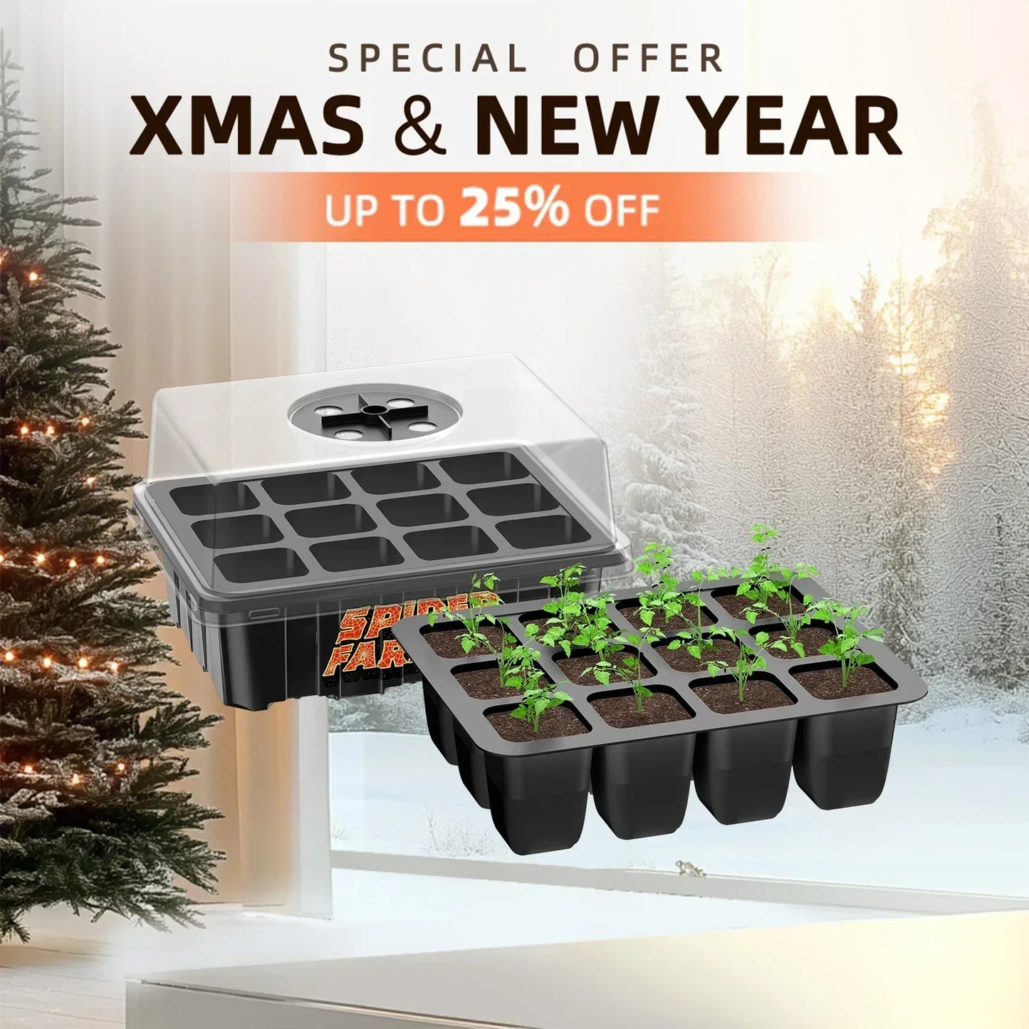 Spider Farmer Seed Starter Trays Seed Starting Kit Plant Growing Trays 4 Packs For Home Indoor Hydroponics Veg Plants