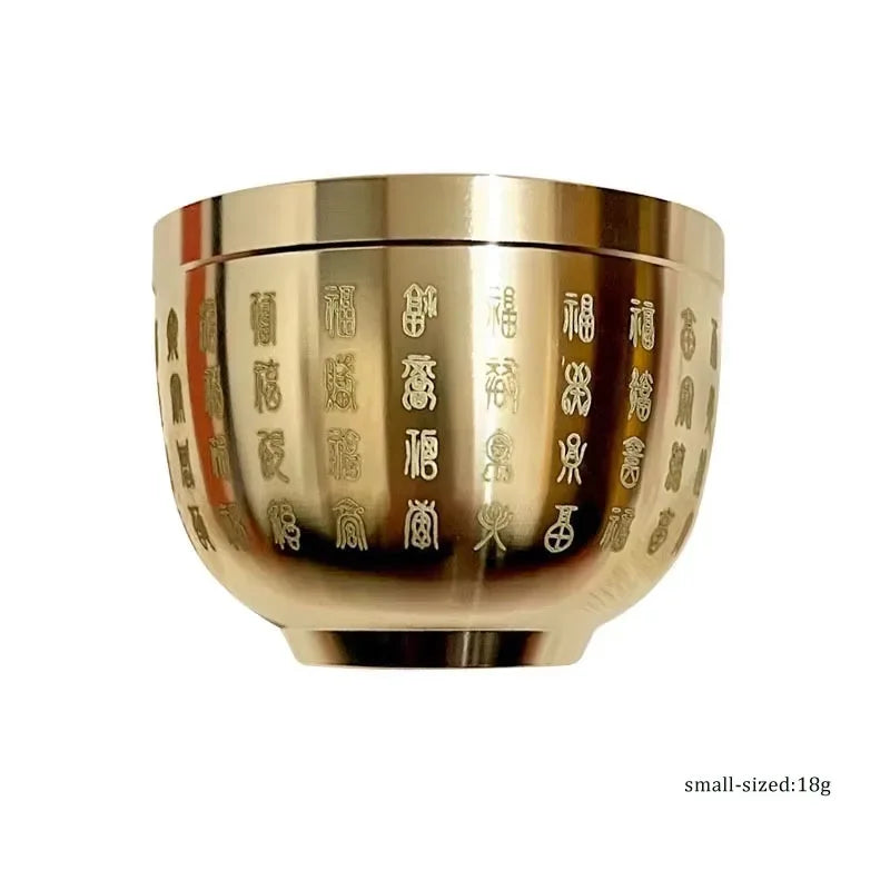Gold Feng Shui Hundred Blessings Bowl Fine Workmanship Meaningful Gift
