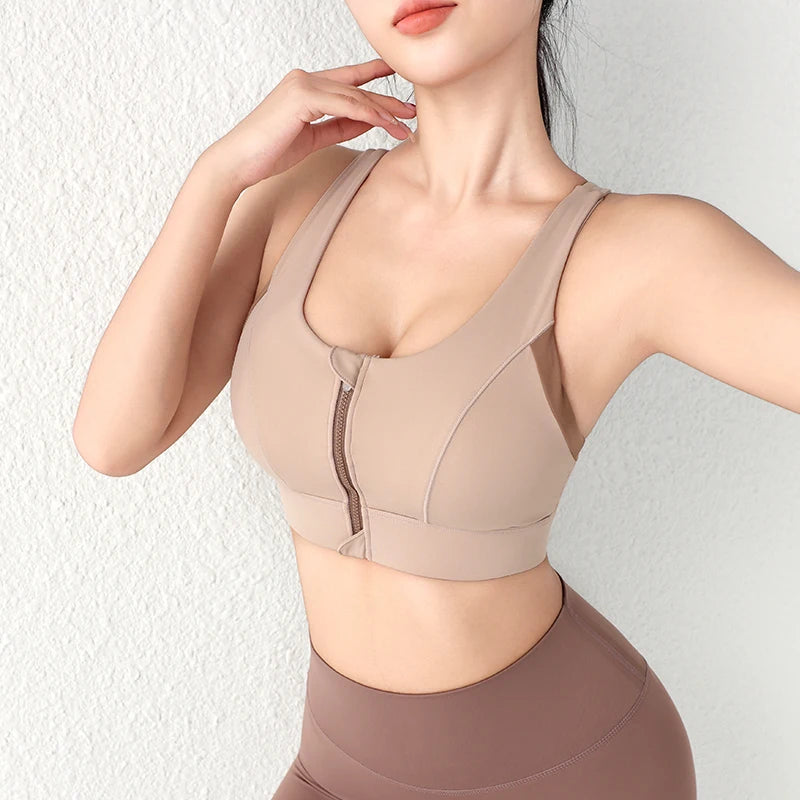 New Design Summer One-Piece -Strength Shock-Proof Sports Underwear Vested Front Zipper Yogo Sports Bra