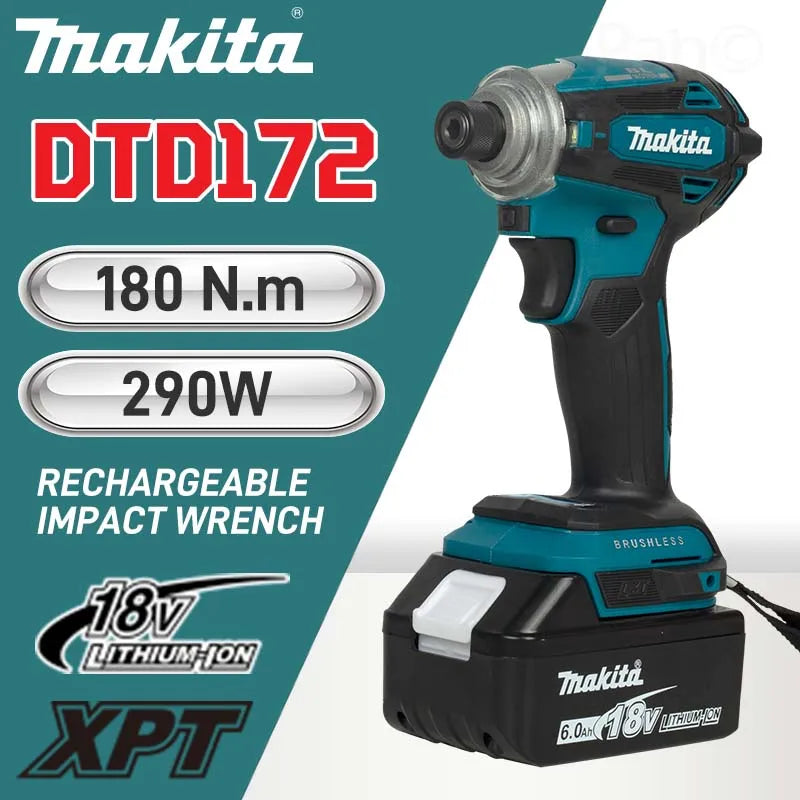 Makita Dt72 Impact Driver Drill 180Nm 18V Brushless Moter Cordless Electric Screwdriver Power Tools For Makita 18V Battery