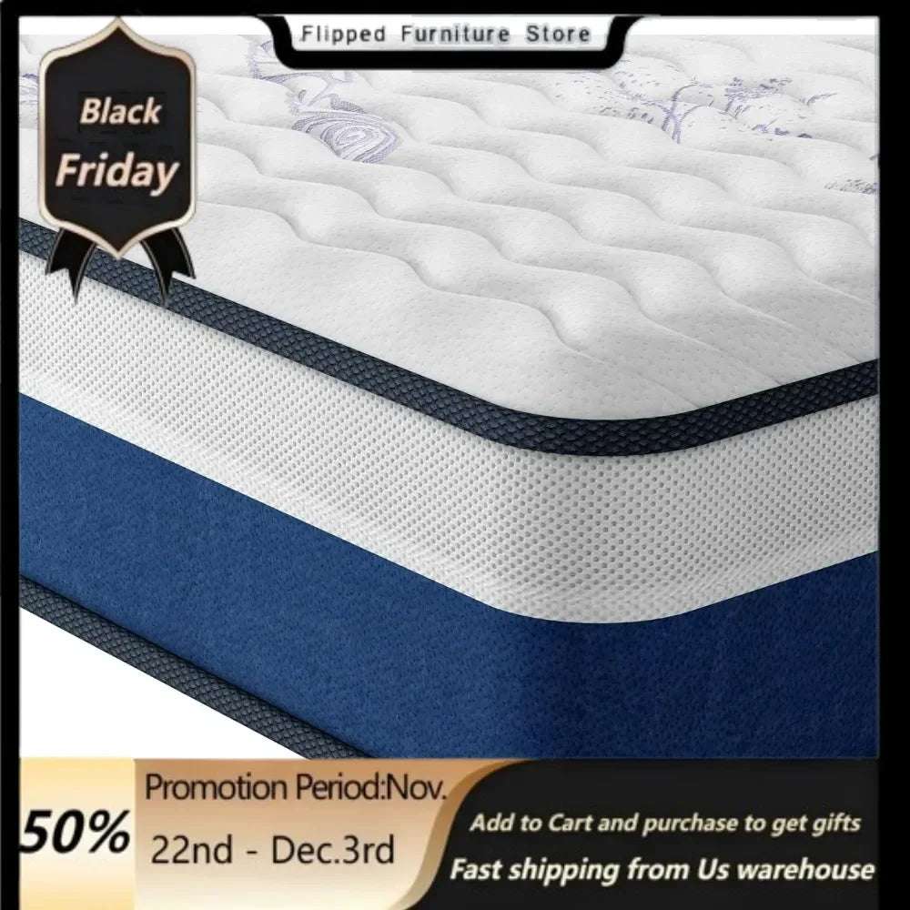 Twin Xl Mattress, 12 " Innerspring Hybrid Twin Xl Size Mattress With Memory Foam And Individual Pocket Springs, Mattress