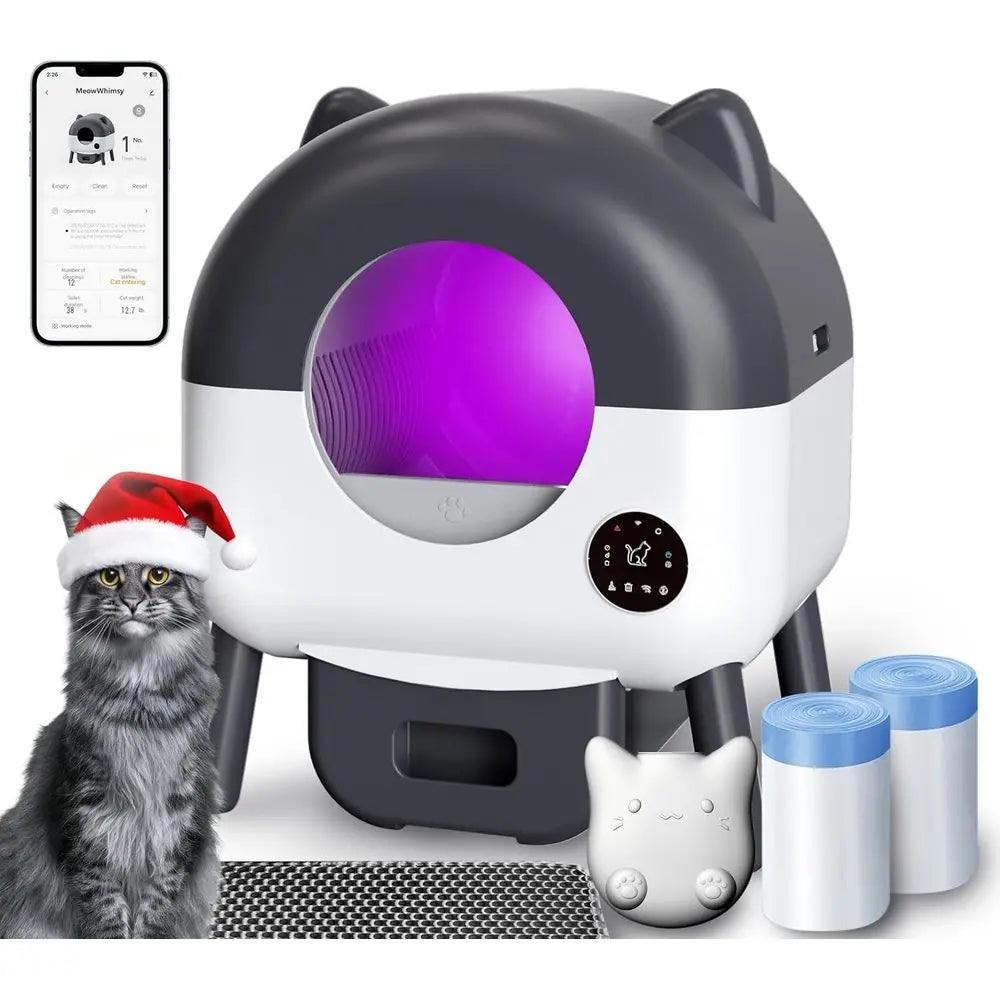 Extra Large Smart Cat Litter Box S7 - Self-Cleaning, App-Controlled, Low Noise, Washable With 40 Trash Bags
