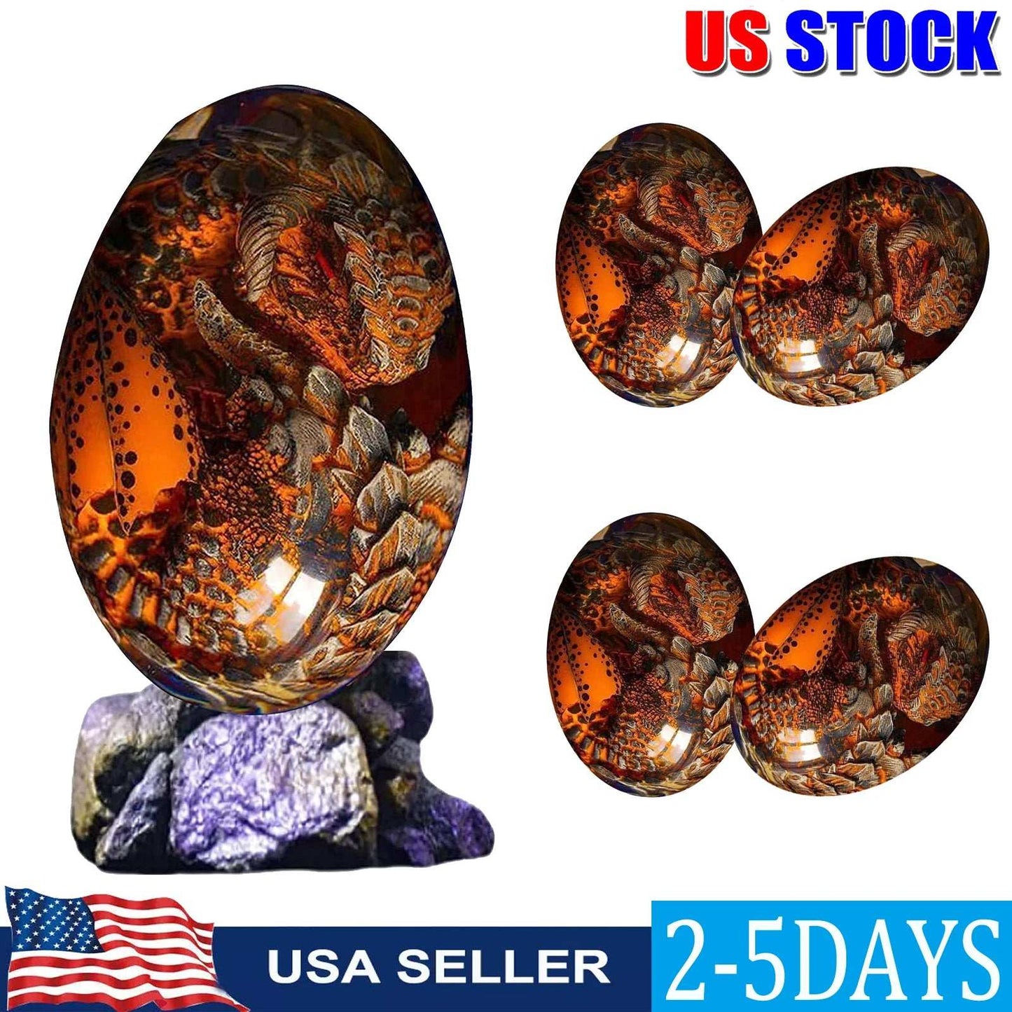 4/1pcs Lava Dragon Egg Dream Garden Decor Crystal Resin Transparent Dinosaur Egg Crafts Sculpture Desktop OrnaMen'sts Collection