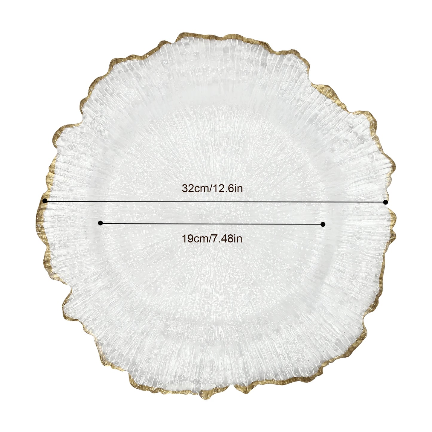 25-Pack 13" Clear Plastic Charger Plates with Gold Rim - Round Decorative Underplates for Wedding & Party