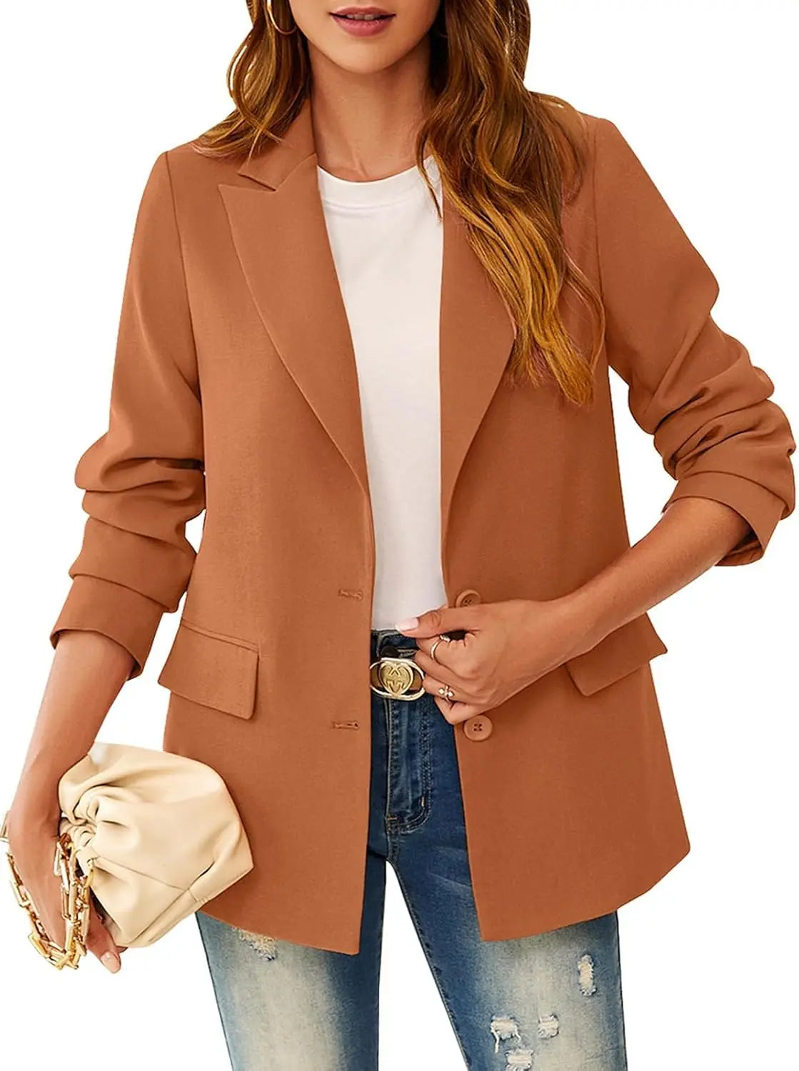Women'S Casual Blazers Pure Color Long Sleeve Lapel Button Open Front Suit Jacket Work Office Blazer Jackets Suit Women'S Clothing