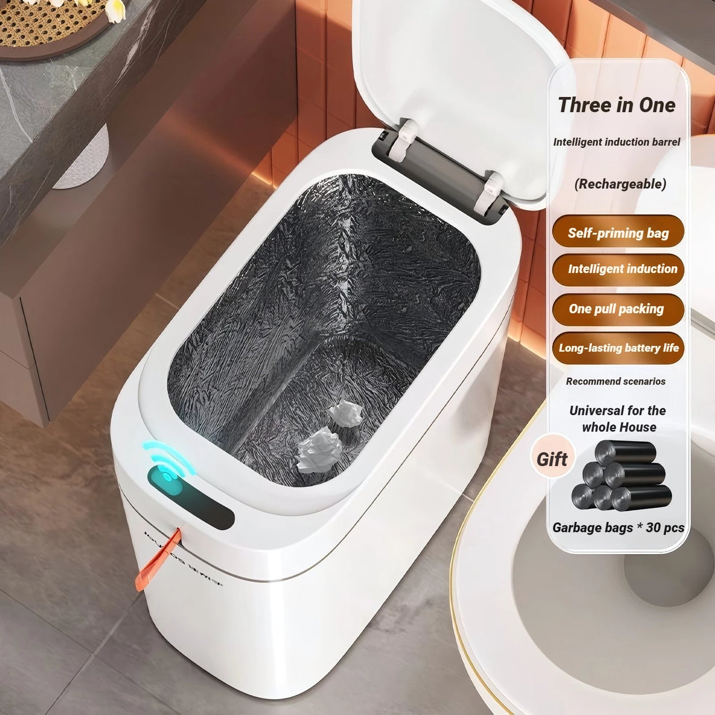 Smart Sensor Trash Can Joybos Rechargeable Auto Adsorption Bag Garbage Can For Toilet Living Room Kitchen Household Items