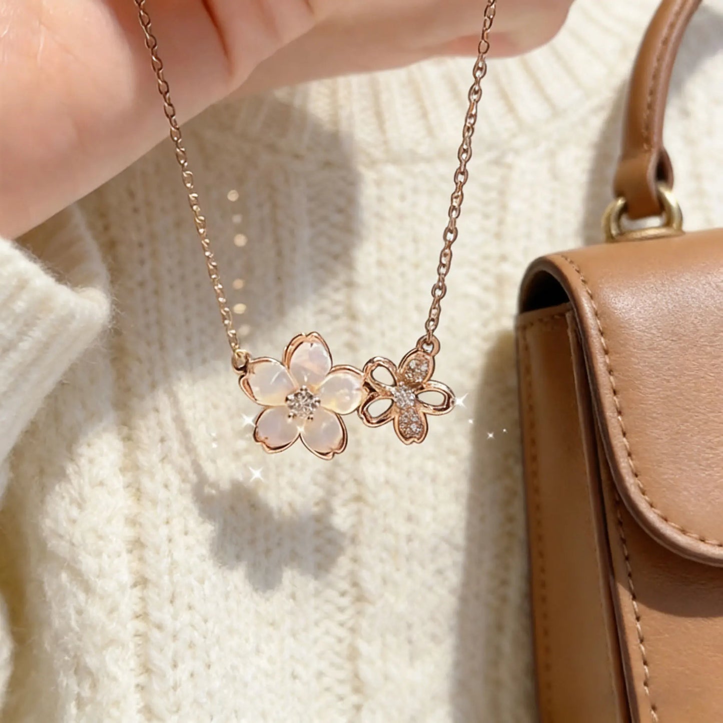 1Pc One Piece Cherry Blossom Jewelry - Women'S Stylish Unique Clavicle Chain Necklace