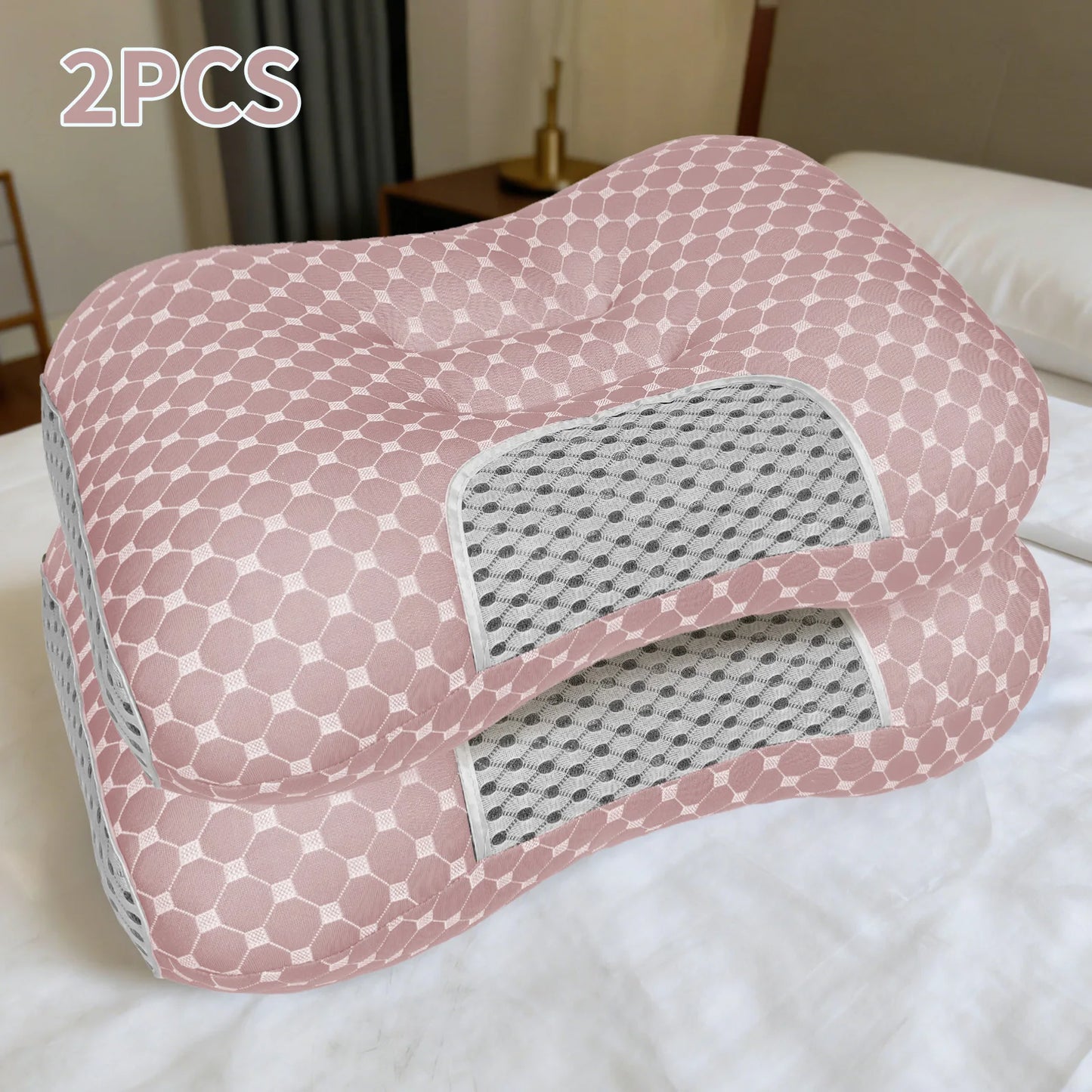 Buy One, Get One Free! Couple'S Soft Knit Neck Massage Pillow - Adjustable Ergonomic Design For Enhanced Sleep Comfort.