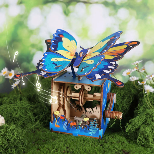 3d Wooden Puzzle Hand Butterfly Music Box You Are My Sunshine Handmade Assembly Model Kit Holidays Brthdays Christmas Gifts