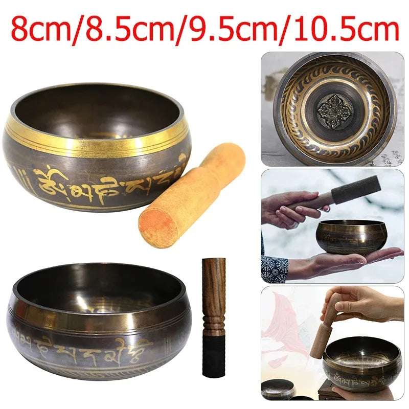 Tibetan Chime Singing Bowl Striker Handmade Buddha Yoga Meditation Sound Yoga Meditation Healing Copper Singing Bowl