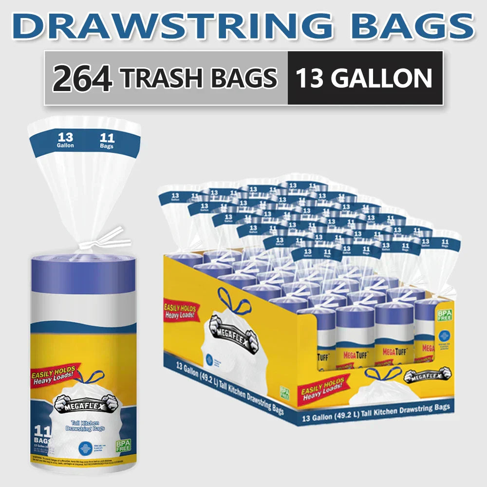 Xtratuff Tall Kitchen Drawstring Trash Bags 13 Gallon Trash Bag Lavender Scent 264 Count Garbage Bags White Strong Rubbish Bag