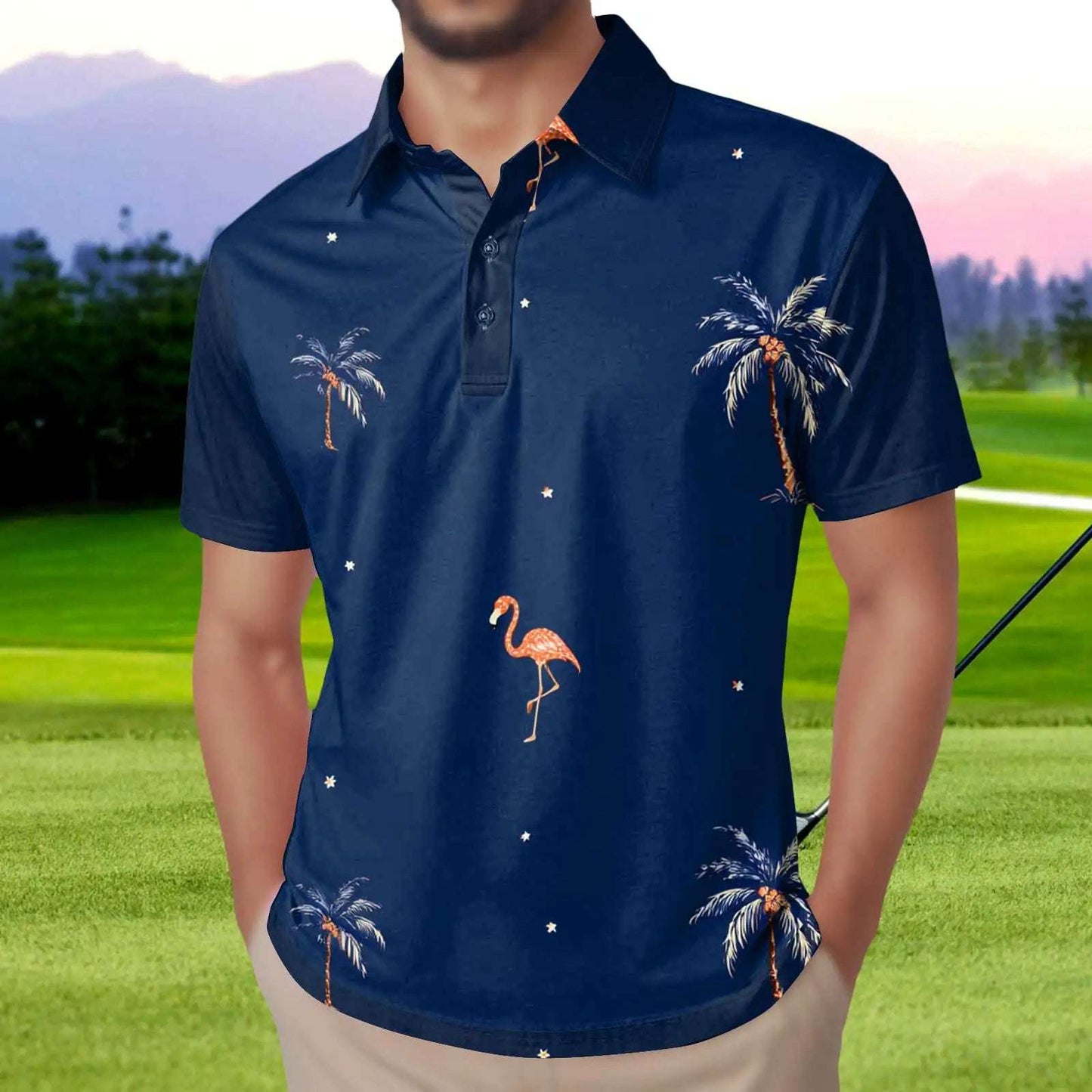 Men'S Full Print Lapel Shirt | Irregular Pattern Short Sleeve | American Style Cotton Top